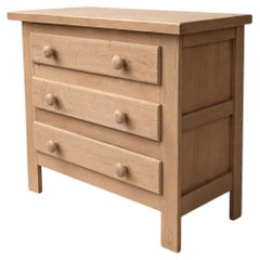 French Bleached Oak Three-Drawer Chest of Drawers, 1950s