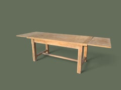 French Provincial Extending Dining Table, Bleached Oak, Trestle Base, 1950s
