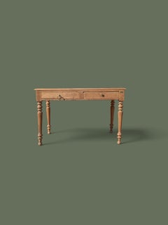 French Louis XVI Style Writing Desk, Bleached Oak and Leather Top, 1900s