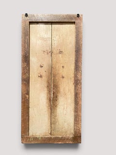 Indian Teak Window Shutters in Frame, Patinated Green Paint, 1950s