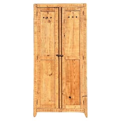 French Industrial Workshop Pine Two-Door Armoire, 1950s