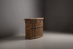 Spanish Bar Counter in Pine with Glazed Tiles, Spain, 1960s