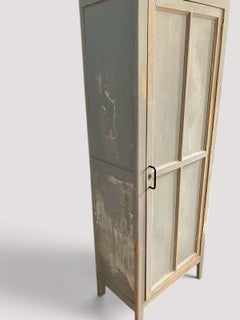 French Provincial Pine Single-Door Cupboard, Paneled Door, 1950s