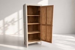 French Provincial Pine Single-Door Cupboard, Paneled Door, 1950s