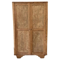 French Provincial Two-Door Pine Armoire, Paneled Doors, 1940s