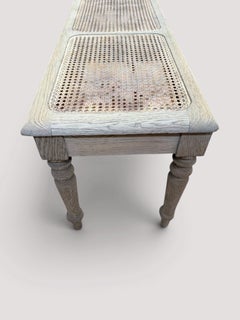 Louis-Philippe Style Oak Bench, Triple Caned Seat, France, 1950s