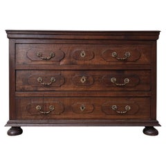 Louis XIII Style Three-Drawer Commode, Solid Oak, France, 18th Century