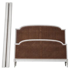 Louis XVI Style Caned Bed, Lacquered Wood and Rattan, France, 1900s