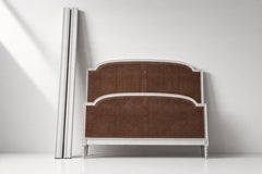 Louis XVI Style Caned Bed, Lacquered Wood and Rattan, France, 1900s