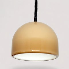 Rise and Fall Pendant Light, Beige Acrylic Dome, Germany, 1960s