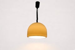 Rise and Fall Pendant Light, Beige Acrylic Dome, Germany, 1960s