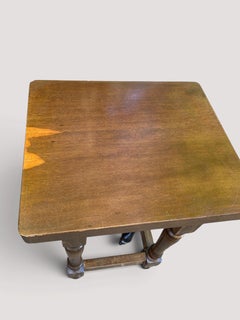 Spanish Rustic Side Tables, Turned Legs, Single Drawer, Pair, 1960s