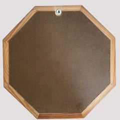 French Octagonal Wall Mirror, Solid Pine, 1980s