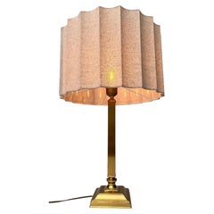 Table Lamp by DeKnudt, Polished Brass, Pleated Shade, Belgium, 1970s