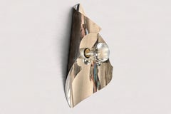 French Space Age Sculptural Wall Sconce, Folded Chrome Steel, 1970s