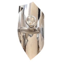 French Space Age Sculptural Wall Sconce, Folded Chrome Steel, 1970s