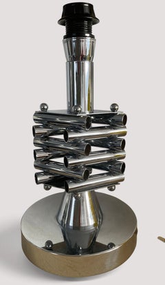 Italian Space Age Table Lamp, Chromed Metal Tubes, 1970s