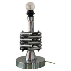 Italian Space Age Table Lamp, Chromed Metal Tubes, 1970s