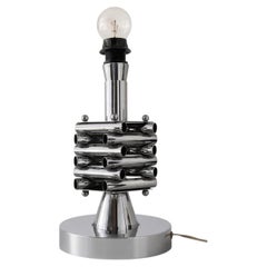 Italian Space Age Table Lamp, Chromed Metal Tubes, 1970s
