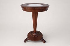 French Art Nouveau Pedestal Side Table, Walnut and Marble, 1900s