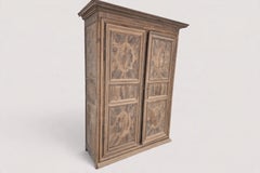 Louis XIV Style Two-Door Armoire, Oak and Walnut Veneer, France
