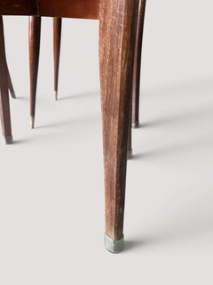 Sechser-Set französischer Esszimmerstühle aus der Mitte des Jahrhunderts, Formica und Holz, 1950er Jahre