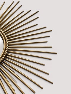 Specchio "Sunburst" di Chaty Vallauris, ottone, Francia, anni '50