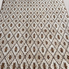 Moroccan Berber Beni Ourain Rug, Ivory and Brown Wool, 1970s