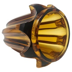 Art Deco Bernsteinglasvase aus den 1930er Jahren von Rudolf Schrötter für Moser