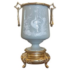 "Pâte-sur-Pâte" Céladon Wading Birds Vase with Ormolu Mount, Sèvres circa 1870
