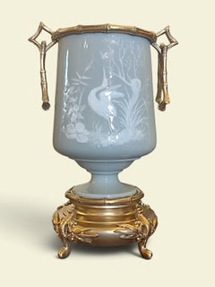 "Pâte-sur-Pâte" Céladon Wading Birds Vase with Ormolu Mount, Sèvres circa 1870