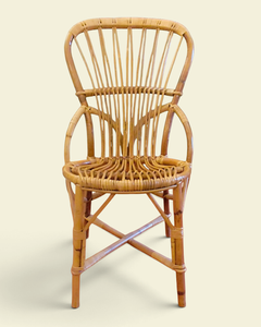 Rare Vintage Rattan Chair signed by Audoux-Minet, 1950s