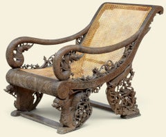 Magnificent Anglo-Indian / Burmese Carved Teak Armchair - 1880s