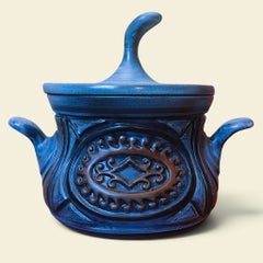 Jean De Lespinasse - Grande zuppiera/contenitore in ceramica blu - Anni '50/'60