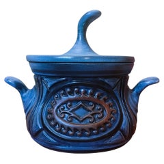 Jean De Lespinasse - Grande zuppiera/contenitore in ceramica blu - Anni '50/'60