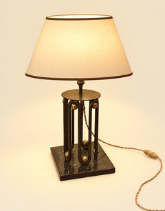 Wrought Iron and Marble Table Lamp, France, 1950s
