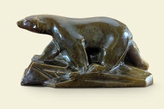 Art Deco Enamelled Ceramic Bear signed DAX for Édouard Cazaux (1889–1974), 1920s