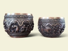 Exceptional Set of Poona Silver Bowls with Tiffany Planter, Anglo-Indian, 1890s