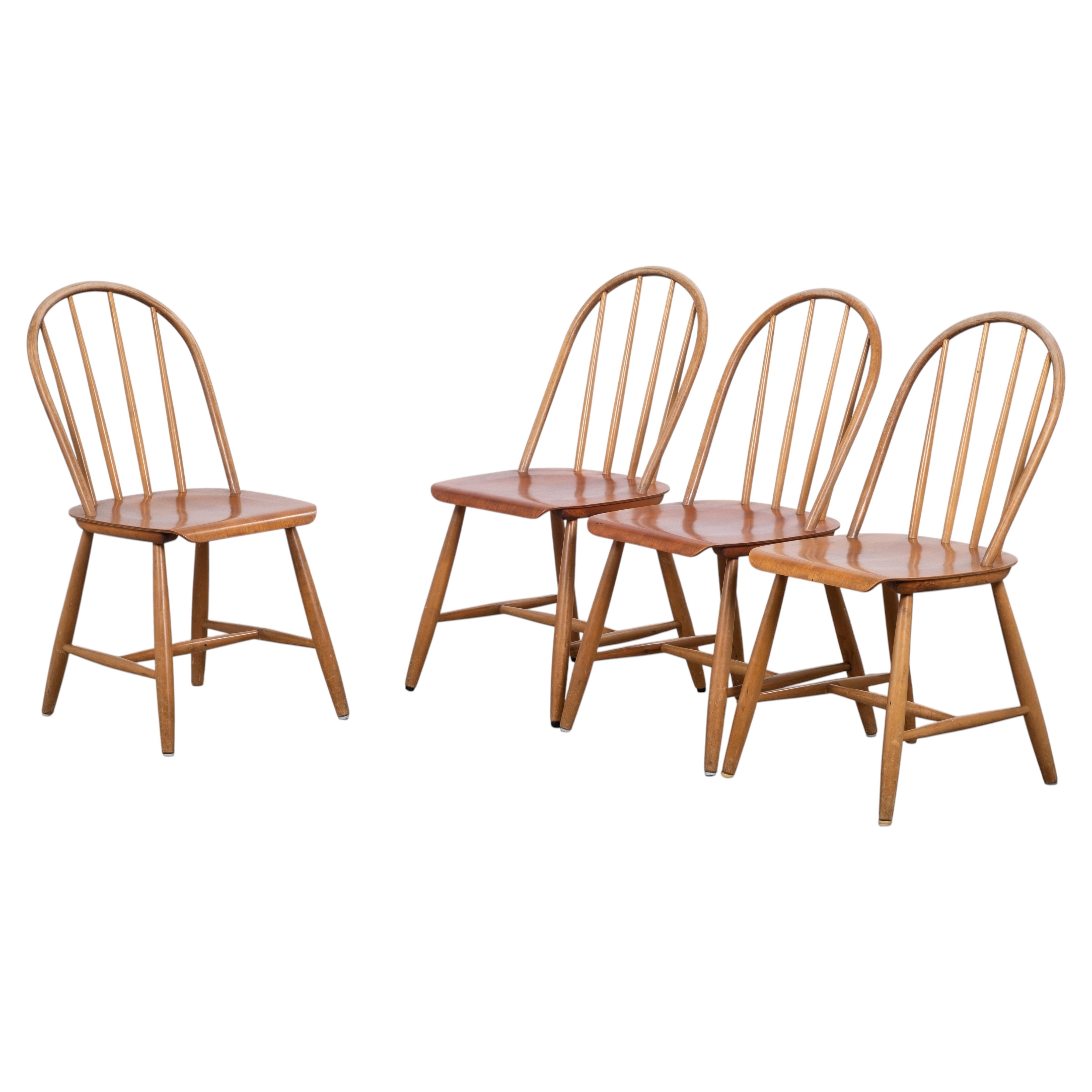 Set of 4 Erik Ole Jørgensen Dining Chairs in Teak and Beech, 1960s For Sale