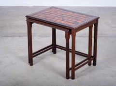 Set of Danish Rosewood Nesting Tables with Orange Tiles, 1960s