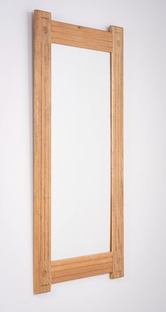 Danish Brutalist Oak Mirror, 1950s