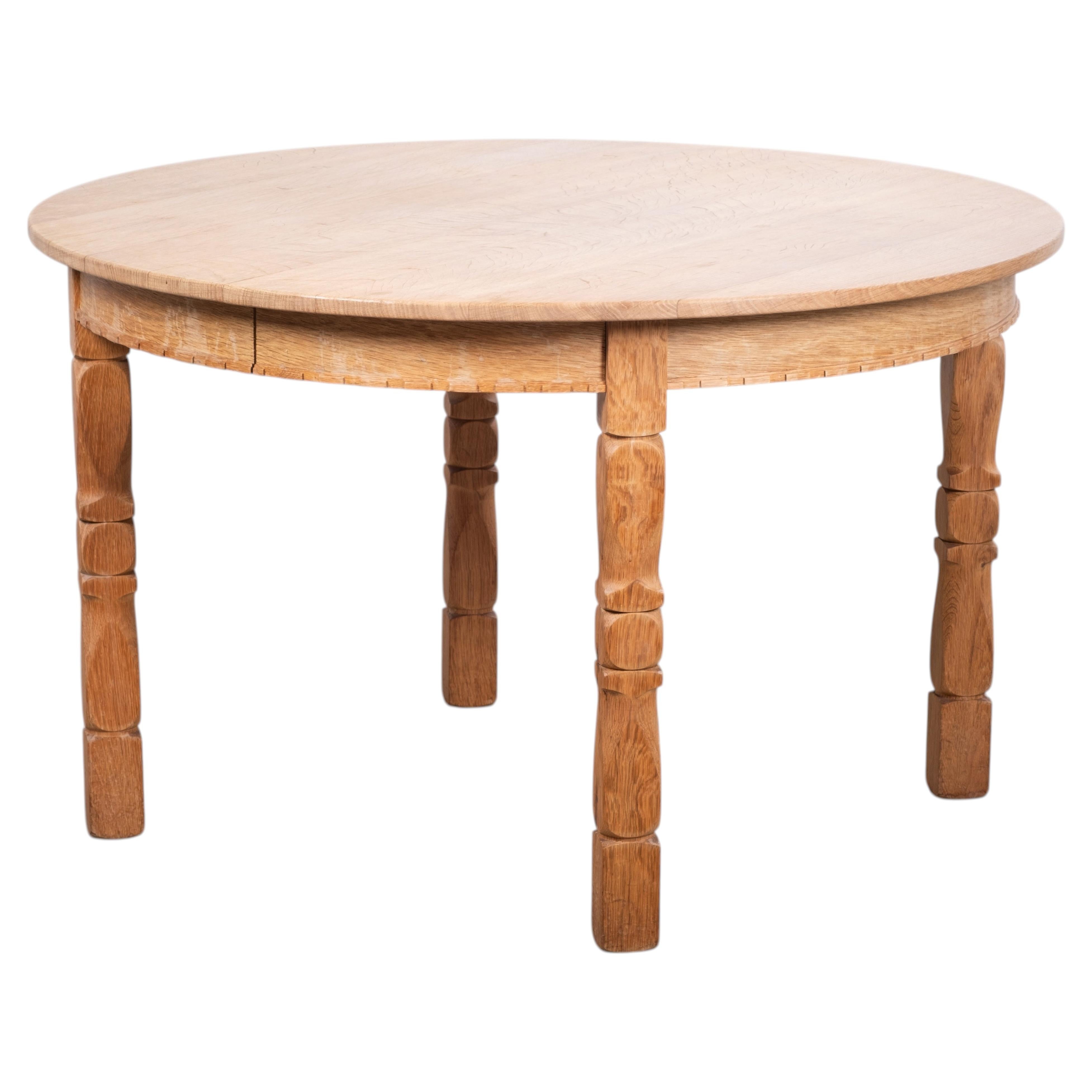 Henning Kjærnulf Brutalist Oak Dining Table with Extensions, 1960s