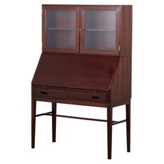 Kai Winding Mahogany Secretary and Display Cabinet for P. Jeppesen, 1950s