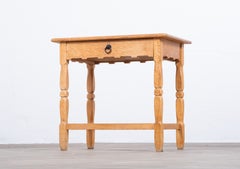Danish Brutalist Oak Side / Bedside Table in the Style of Henning Kjærnulf, 1960