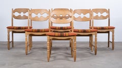 Set of 6 Original Henning Kjærnulf “Razor Blade” Oak Dining Chairs, 1960s