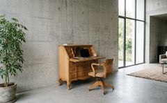 Danish Brutalist Oak Secretary Desk, 1970s