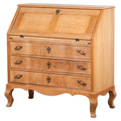 Danish Brutalist Oak Secretary Desk, 1970s