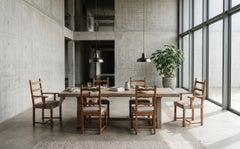 Set of 6 Danish Brutalist Oak Dining Chairs, 1970s