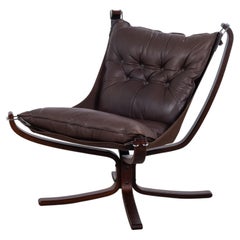 Sigurd Resell Falcon Chair in Brown Leather, Norway, 1970s