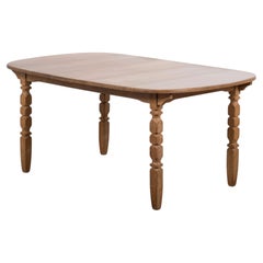 Henning Kjærnulf Oval Brutalist Oak Dining Table, Denmark, 1960s